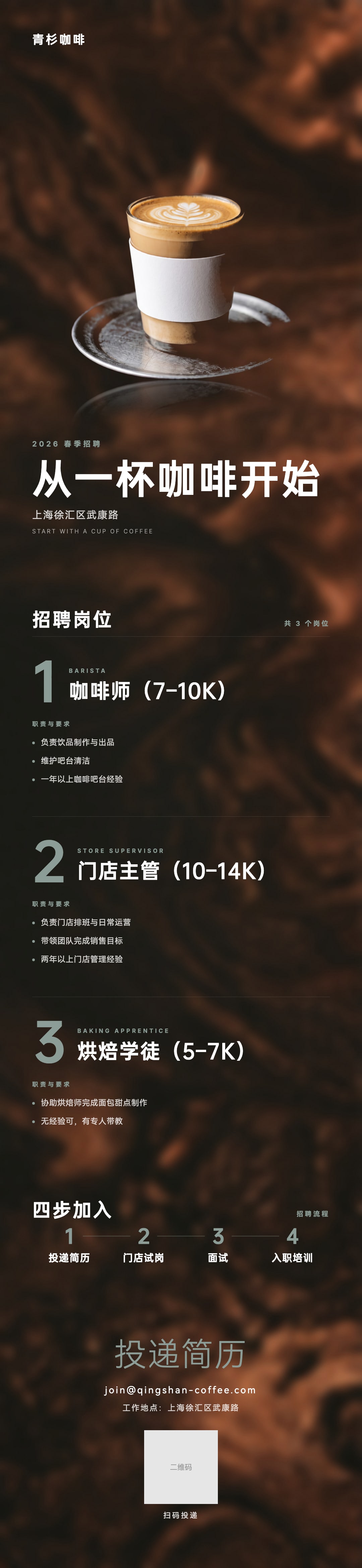 青杉咖啡春季招聘长图