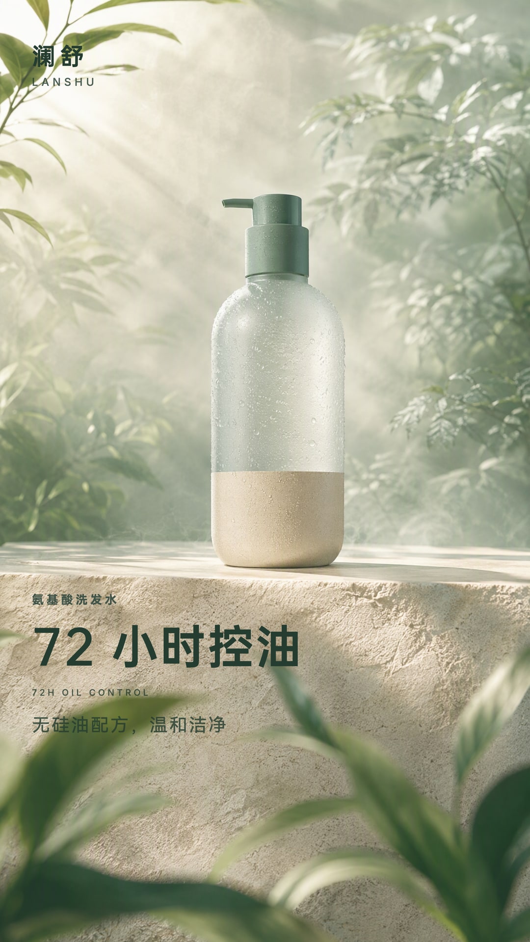 绿色植萃洗发水产品海报